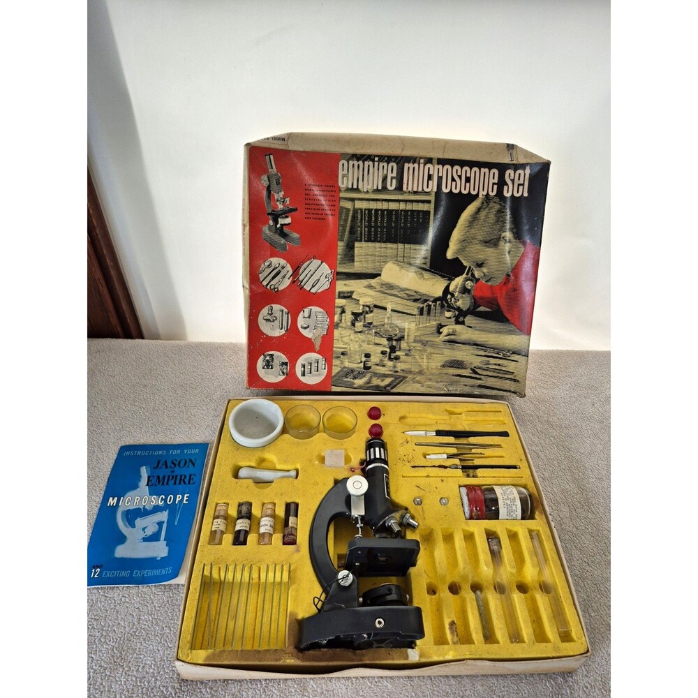 Empire Vintage Microscope Set Model 643 (1964) w/ Accessories & Manual